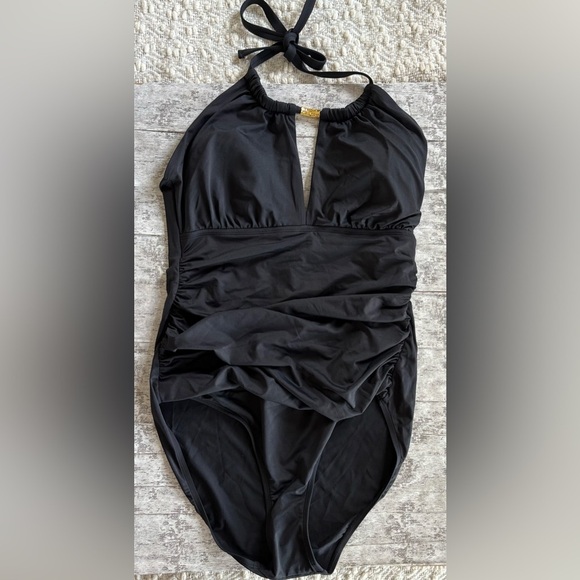 NEW w/Tags Lauren Ralph Lauren Beach Club Solids High Neck One Piece Swimsuit 12 - Picture 2 of 15